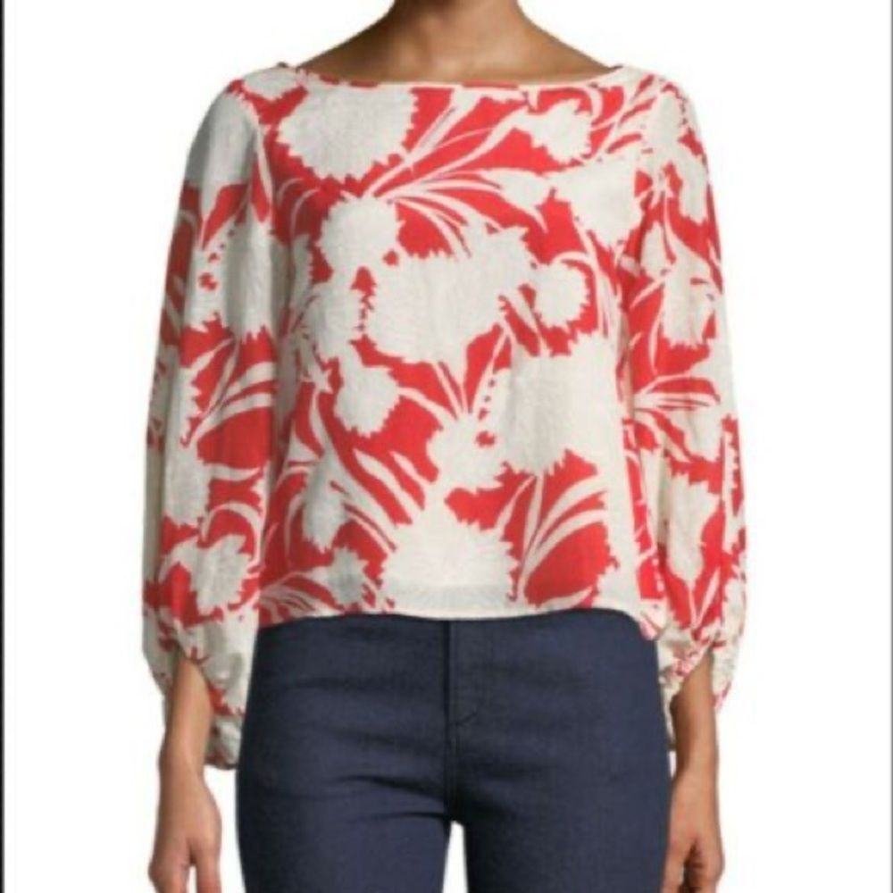 Club Monaco Silk Bubble Sleeve Top